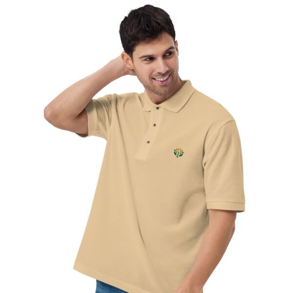 premium polo shirt stone left front