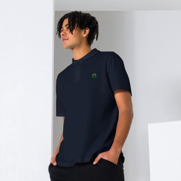 unisex pique polo shirt navy front