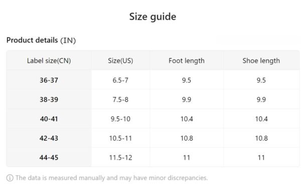 Size chart