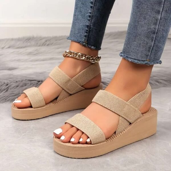 Khaki Summer sandal Mockup in jeans