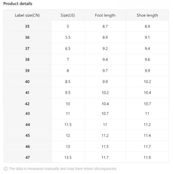 Women Size chart