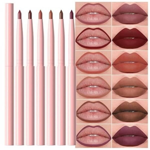 Close-up of Liner Pencils Set showcasing creamy textured tips in various shades for defining and sculpting lips