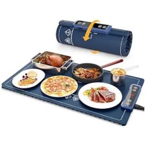 Large 27x16 inches Food Warmer Mat with adjustable temperature settings and real-time temperature display