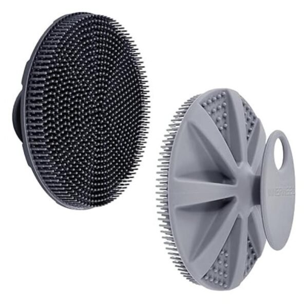 Soft silicone body scrubber shower brush with gentle exfoliating bristles