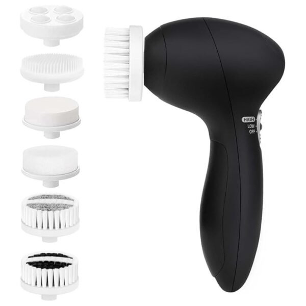 6-in-1 facial cleansing brush face scrubber with multiple brush heads