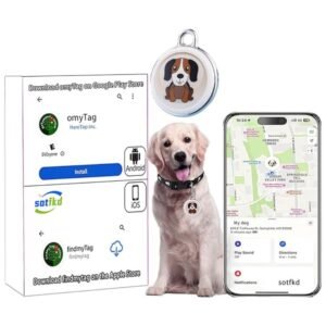 Dog Tracker-Airtag Dog Collar attached to a dog’s neck with a GPS tracking device