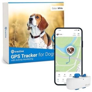 Close-up of the waterproof GPS pet tracker for dogs, designed for outdoor use and rugged environments