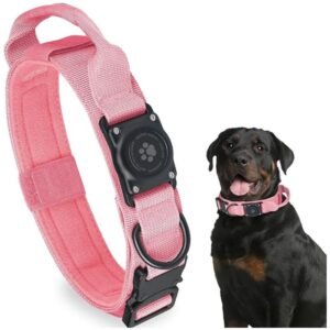 Integrated AirTag holder in the Tactical dog collar, securely holding the AirTag to prevent it from falling off or dangling