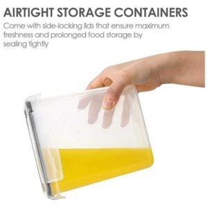 Storage container with a side-locking lid sealing tightly to keep food fresh and secure