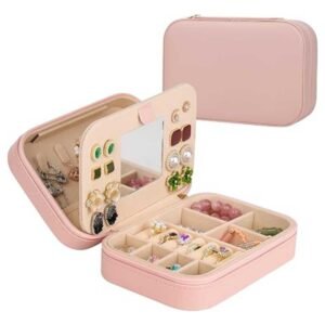 Compact Travel Jewelry Case, Multi-Compartment Organizer for Jewelry