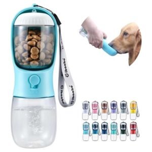 Portable Dog Water Bottle with Food Container for Travel and Hiking