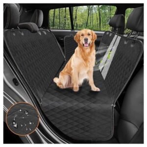 Dog Car Seat Cover made from durable 600D Oxford cloth and waterproof TPU, protecting car seats from liquids and scratches