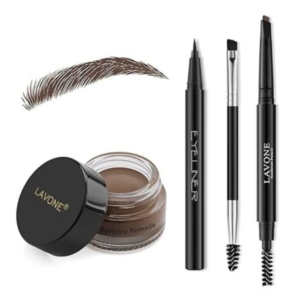 Eyebrow Stamp Pencil Kit with Eyebrow Pencil, Powder, and Liquid Eyeliner
