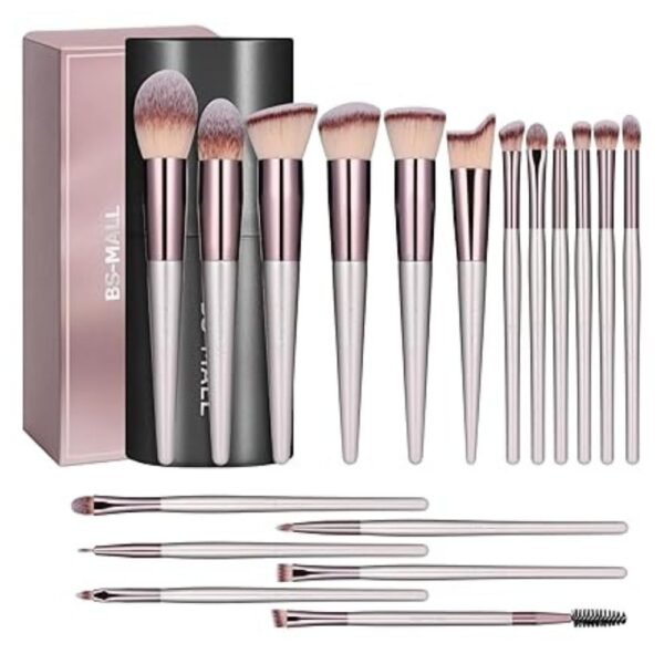 18-Piece Makeup Brush Set with Premium Synthetic Bristles and Case