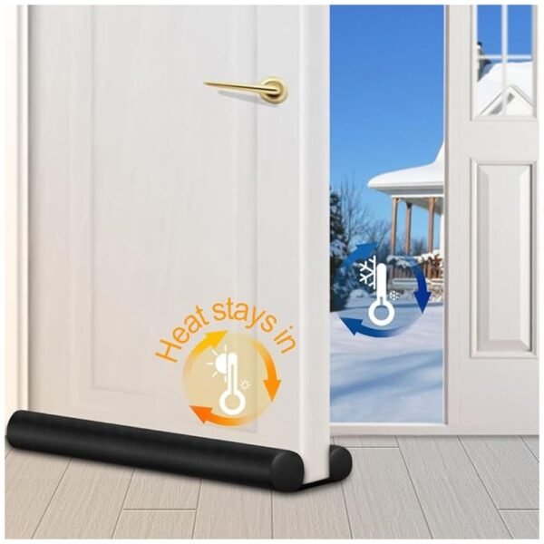 Adjustable 36-inch Large Door Draft Stopper fitted under a door to block drafts and keep rooms warm