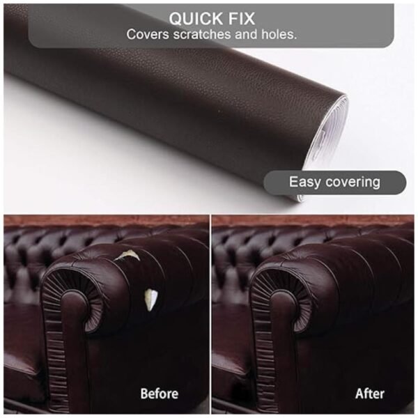 Self-adhesive leather repair tape for fixing rips and tears on sofas, car seats, and other leather surfaces