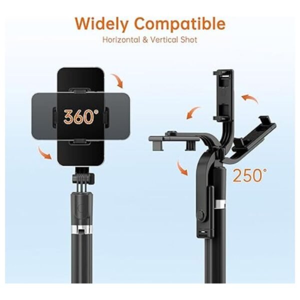 360° rotatable phone holder and 120° adjustable head for versatile photography angles.
