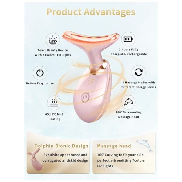 Multifunctional facial beauty device with 7 LED modes for glowing skin.