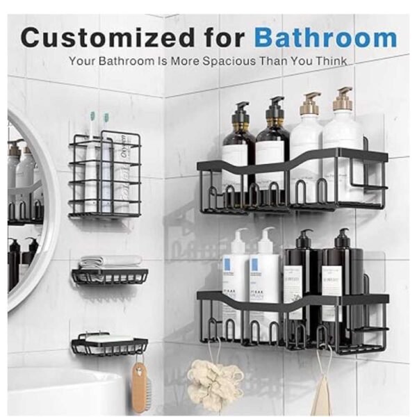 Custom-designed shelves for bathroom storage, perfect for organizing and maximizing bathroom space.