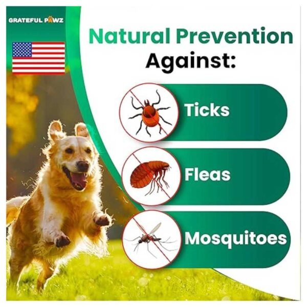 Natural preservation chews for dogs against ticks, fleas, and mosquitoes, made in the USA