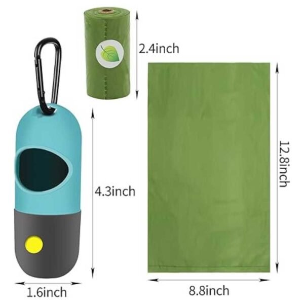 Dimensions of Dog Poop Bag Dispenser: 4.3 x 1.6 inches, compact and portable for easy attachment to your dog's leash