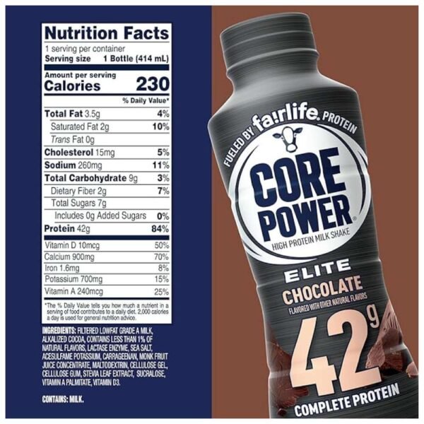 Core Power High Protein Shake Ingredients - 42g Protein, Lactose-Free, Calcium, Amino Acids