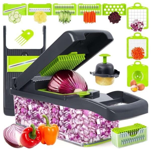 10-in-1 Vegetable Chopper with Stainless Steel Blades for Slicing