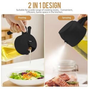 2-in-1 Oil Dispenser with Sprayer and Pourer for Cooking