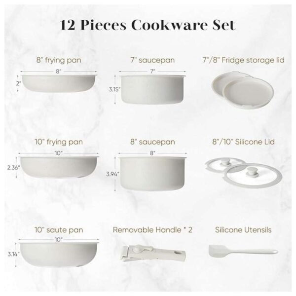 12 Pieces Nonstick Kitchen Cookware Set for Easy Cooking