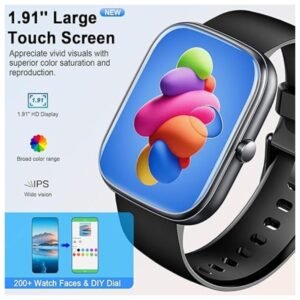Smart watch with a 1.96-inch HD full-touch color display for clear, vibrant visuals.