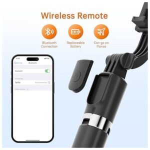 Phone tripod with removable Bluetooth remote offering a 10-meter wireless range