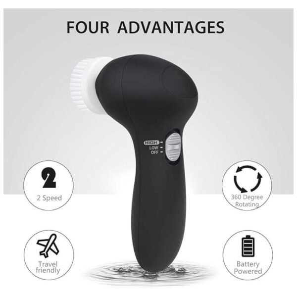 Electric facial cleansing brush with 2-speed settings for deep cleaning