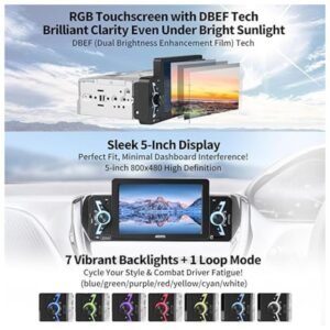 F7WE car stereo installed on a vehicle dashboard, demonstrating its compact design and touchscreen functionality