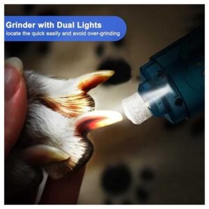Dog Nail Grinder with dual LED lights, 3 speeds, rechargeable, and quiet operation for precise 