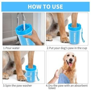 Step-by-step process of using the dog paw washer to clean your pet’s paws