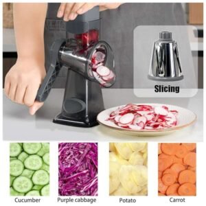 Slicing with Rotary Cheese Grater Shredder - Ideal for Vegetables, Cheese, and More