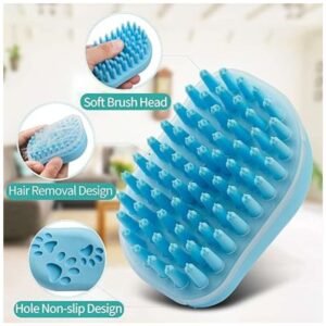 Dog Bath Brush with Hair Removal, Non-Slip Grip, and Soft Brush Head - Perfect for Safe 