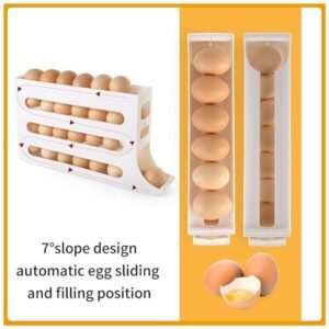 7-Slope Design of Egg Holder for Fridge - Automatic Egg Sliding and Filling Position for Easy Use