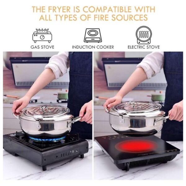 Deep Fryer Pot Compatible with Gas, Electric, and Induction Cooktops