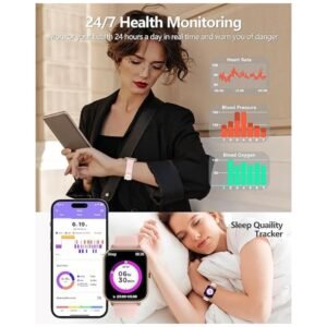 24/7 health monitoring smartwatch tracking heart rate and sleep.