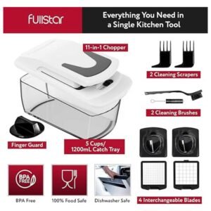 Includes Blades, Handle, Base, Tray, and Cleaning Tool for Easy Meal Prep