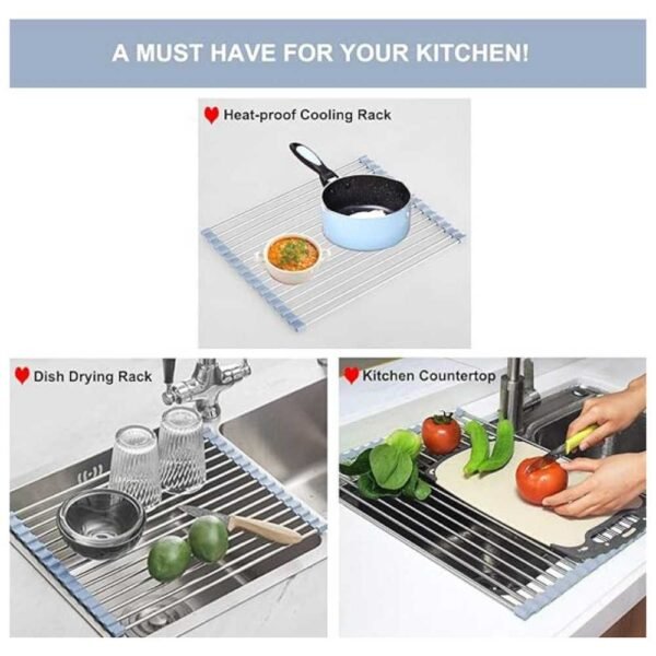 Use for Drying Dishes, Holding Fruits and Vegetables, Cooling Hot Pots, Defrosting Food, and Protecting Kitchen Sink