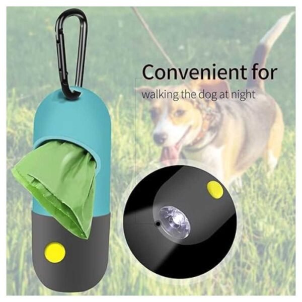 Dog Poop Bag Dispenser with LED Flashlight