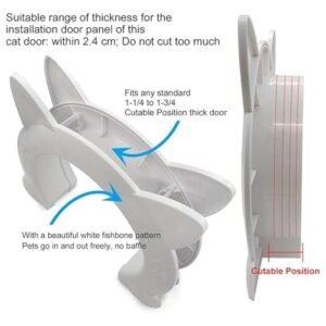 Ideal size of Indoor Cat Door for cats, with pass-through opening and door thickness compatibility
