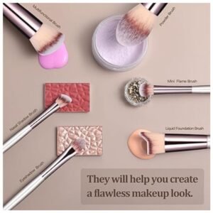 Complete 18-Piece Makeup Brush Set for Professional and Beginner Use