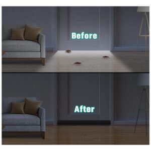 Before and after image showing Large Door Draft Stopper blocking drafts, with a noticeable difference in temperature and comfort