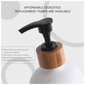 Replacement bamboo pump for Glass Soap Dispenser Set, designed for easy soap dispensing.