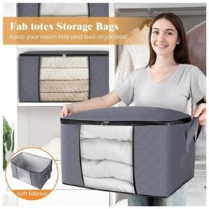 Storage bags in use for organizing clothes in a closet or bedroom