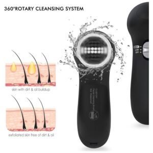 360-degree rotating facial cleansing brush for deep and effective cleaning
