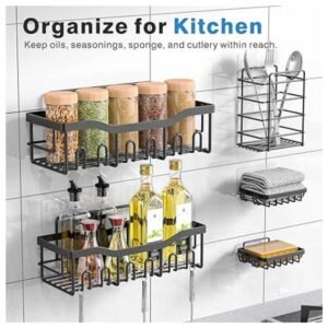 Perfect for organizing your kitchen, these shelves provide efficient storage for utensils, spices, and other essentials